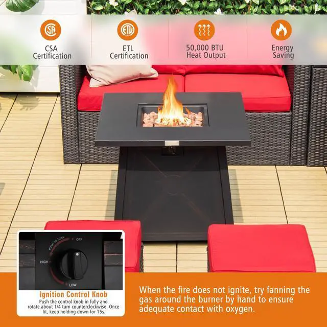Alt view image 4 of 7 - SlickBlue 30 Inch Square Propane Gas Fire Table with Waterproof Cover