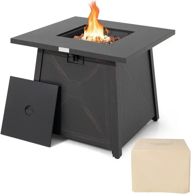 Main image of SlickBlue 30 Inch Square Propane Gas Fire Table with Waterproof Cover