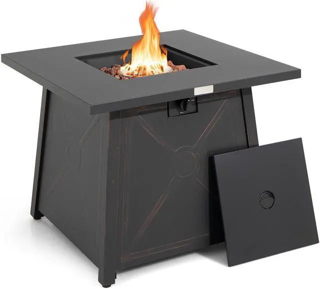 Alt view image 5 of 7 - SlickBlue 30 Inch Square Propane Gas Fire Table with Waterproof Cover