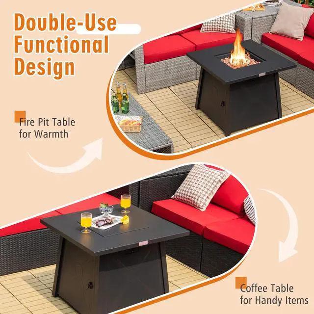 Alt view image 7 of 7 - SlickBlue 30 Inch Square Propane Gas Fire Table with Waterproof Cover