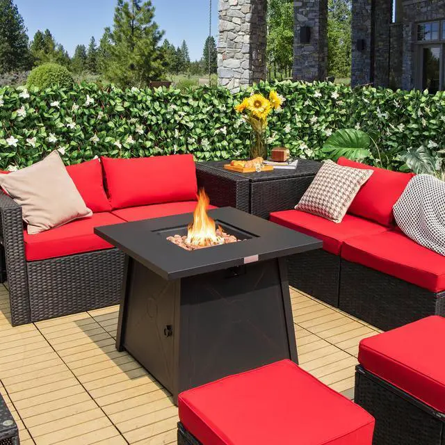 Alt view image 2 of 7 - SlickBlue 30 Inch Square Propane Gas Fire Table with Waterproof Cover
