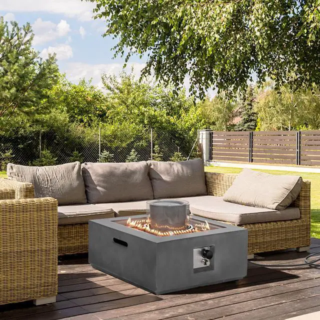 Alt view image 4 of 7 - SlickBlue 28 Inch 50000 BTU Patio Square Propane Fire Pit with PVC Cover-Gray
