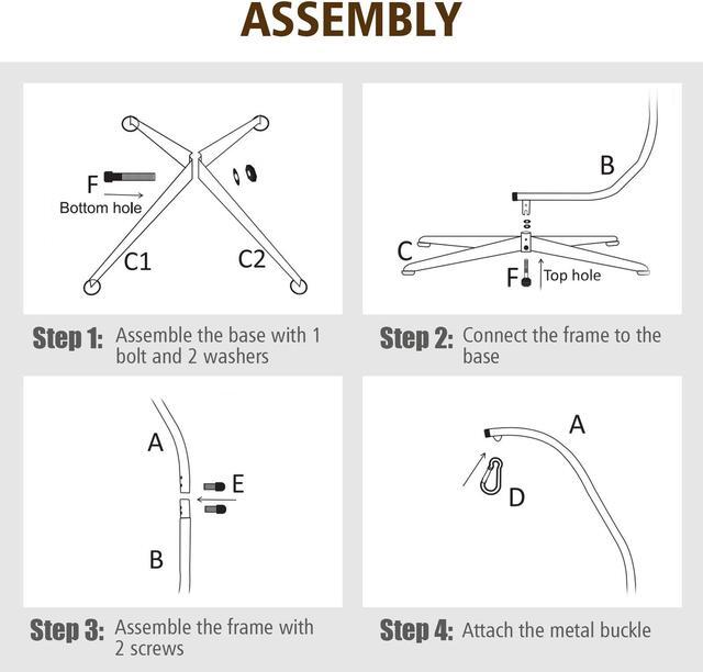 Alt view image 6 of 7 - SlickBlue Solid Steel C Hammock Frame Stand