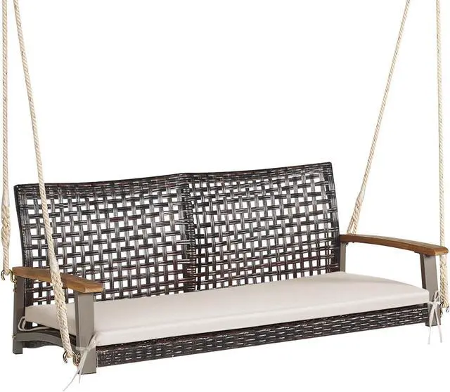 Alt view image 4 of 7 - SlickBlue 2-Person Rattan Hanging Porch Swing Chair