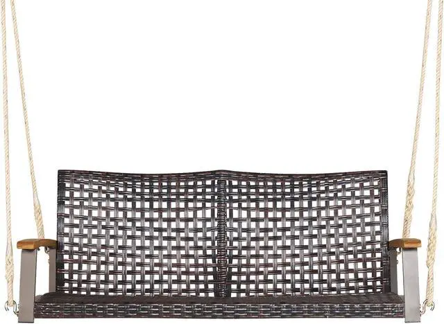Main image of SlickBlue 2-Person Rattan Hanging Porch Swing Chair