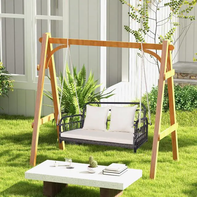 Alt view image 2 of 7 - SlickBlue 2-Person Outdoor Hanging Chair with Ropes