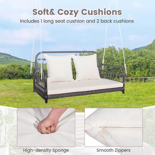 Alt view image 7 of 7 - SlickBlue 2-Person Outdoor Hanging Chair with Ropes