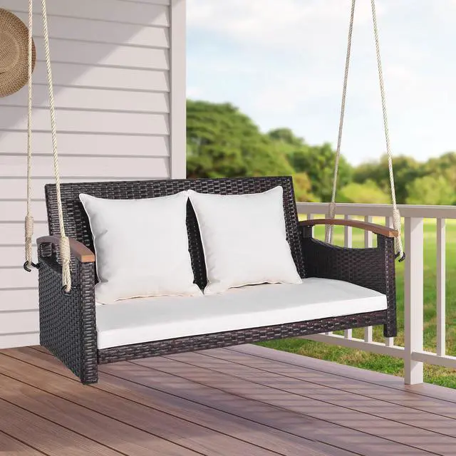 Alt view image 3 of 7 - SlickBlue 2-Person Patio Rattan Porch Swing