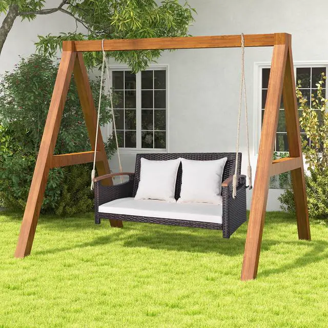 Alt view image 6 of 7 - SlickBlue 2-Person Patio Rattan Porch Swing
