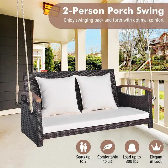 Alt view image 7 of 7 - SlickBlue 2-Person Patio Rattan Porch Swing