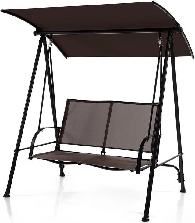 Main image of SlickBlue 2-Seat Outdoor Canopy Swing with Comfortable Fabric Seat and Heavy-duty Metal Frame