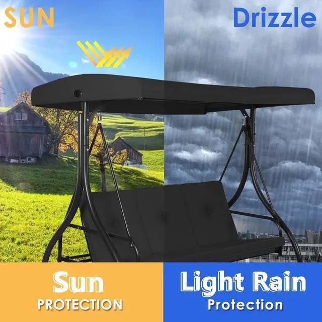 Alt view image 5 of 6 - SlickBlue 3 Seats Converting Outdoor Swing Canopy Hammock with Adjustable Tilt Canopy