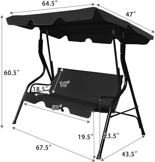 Alt view image 4 of 7 - SlickBlue 3 Seats Patio Canopy Swing