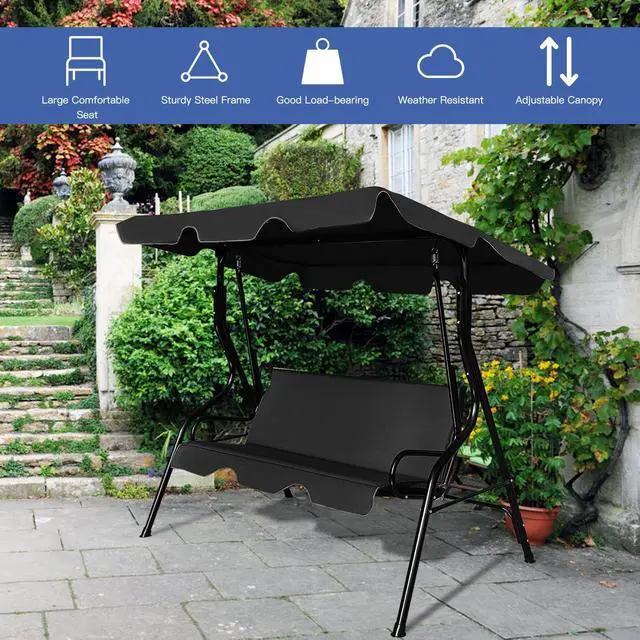 Alt view image 3 of 7 - SlickBlue 3 Seats Patio Canopy Swing