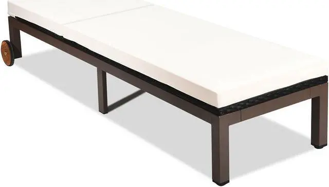 Alt view image 2 of 7 - SlickBlue  Back Adjustable Cushioned Patio Rattan Lounge Chair