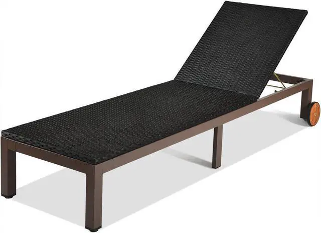 Alt view image 7 of 7 - SlickBlue  Back Adjustable Cushioned Patio Rattan Lounge Chair