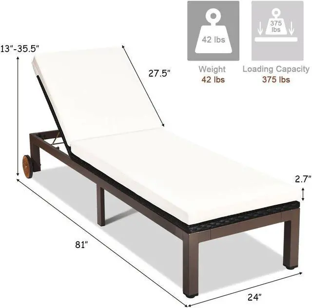 Alt view image 5 of 7 - SlickBlue  Back Adjustable Cushioned Patio Rattan Lounge Chair