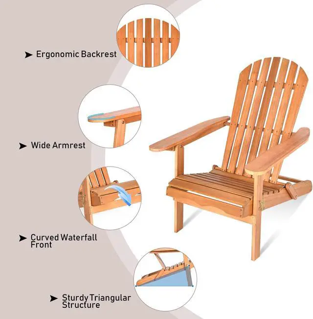 Alt view image 6 of 7 - SlickBlue Eucalyptus Chair Foldable Outdoor Wood Lounger Chair