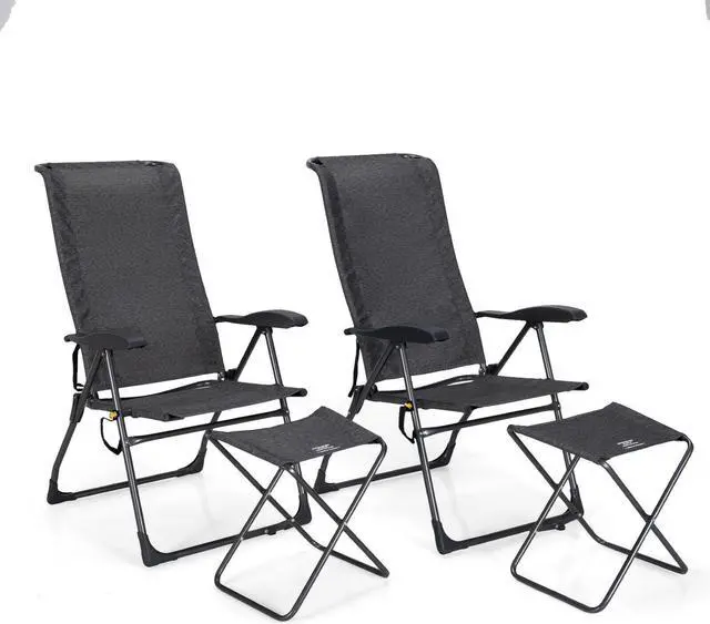 Main image of SlickBlue 4 Pieces Patio Adjustable Back Folding Dining Chair Ottoman Set