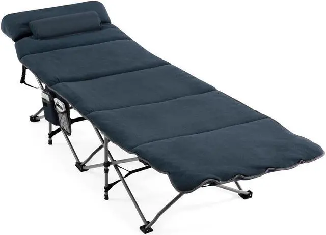 Alt view image 2 of 7 - SlickBlue Folding Retractable Travel Camping Cot with Mattress and Carry Bag