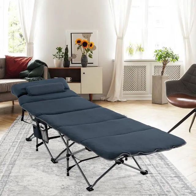 Alt view image 7 of 7 - SlickBlue Folding Retractable Travel Camping Cot with Mattress and Carry Bag