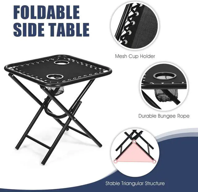 Alt view image 5 of 7 - SlickBlue 3 Pieces Folding Portable Zero Gravity Reclining Lounge Chairs Table Set