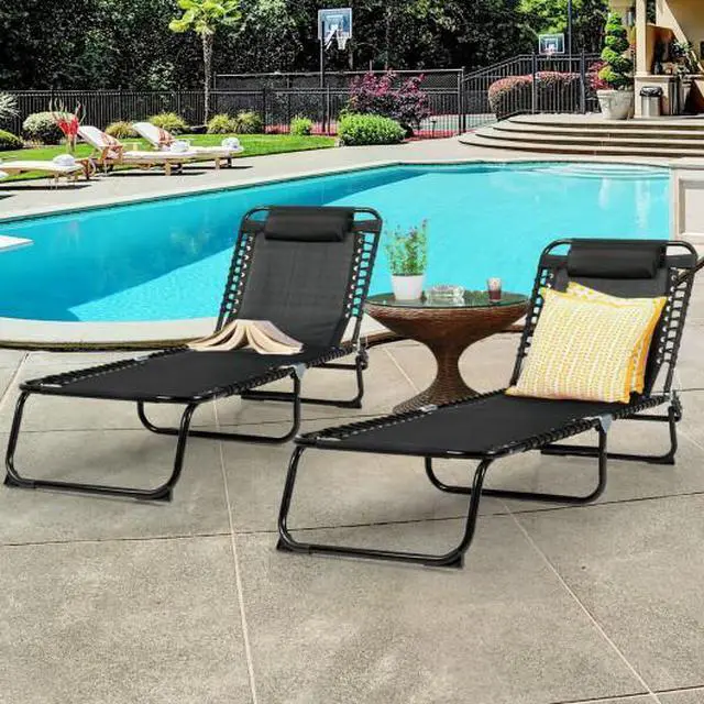 Alt view image 3 of 3 - SlickBlue Foldable Camping Patio Chaise Lounge Chair