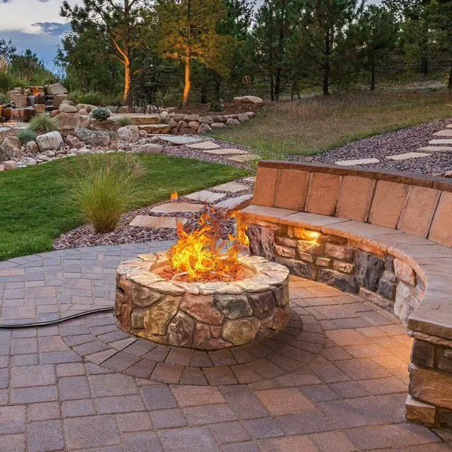 Alt view image 7 of 7 - SlickBlue 28 Inch Propane Gas Fire Pit Outdoor 40 000 BTU Stone