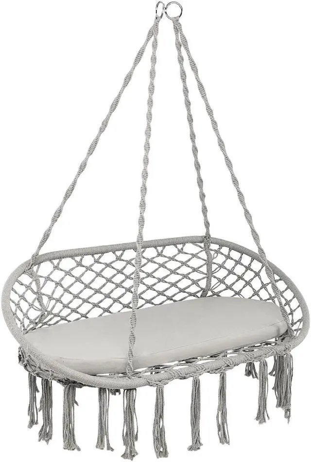 Main image of SlickBlue 2 Person Hanging Hammock Chair with Cushion Macrame Swing
