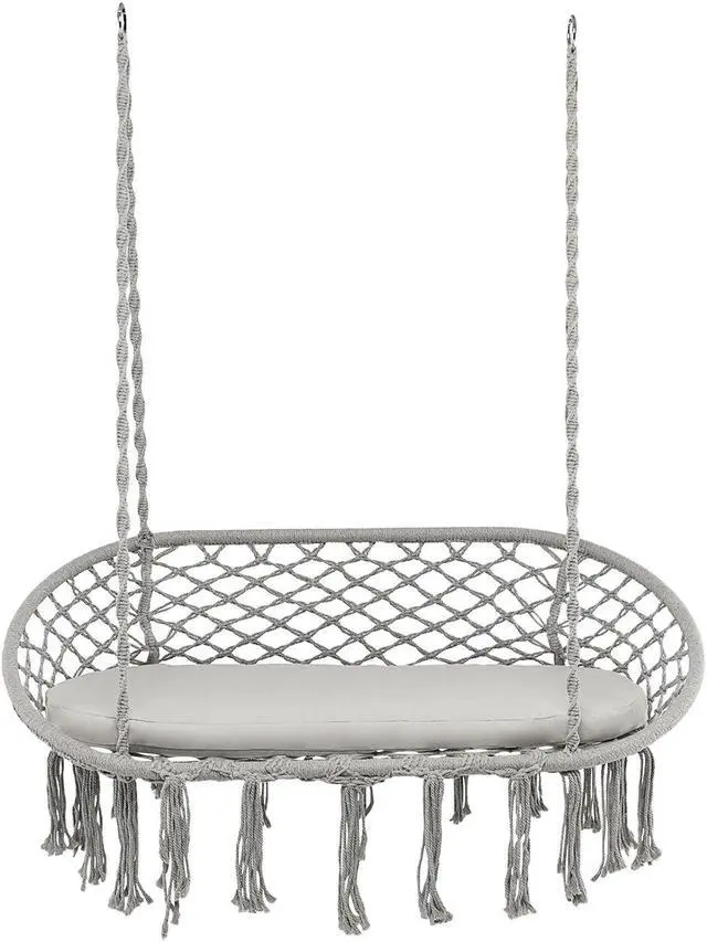 Alt view image 7 of 7 - SlickBlue 2 Person Hanging Hammock Chair with Cushion Macrame Swing
