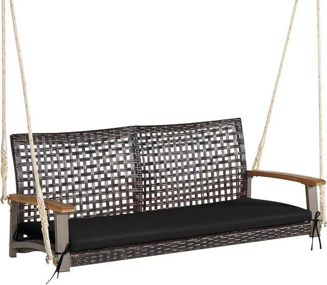 Alt view image 4 of 7 - SlickBlue 2-Person Rattan Hanging Porch Swing Chair