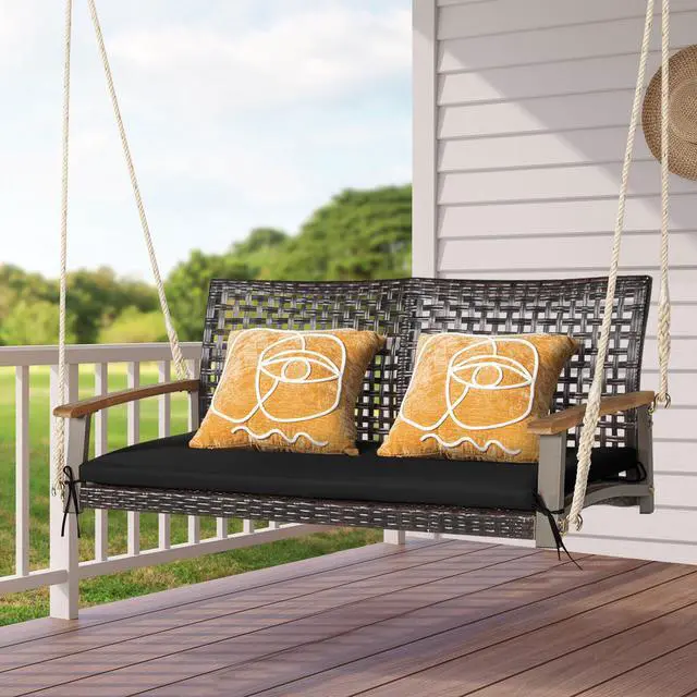 Alt view image 3 of 7 - SlickBlue 2-Person Rattan Hanging Porch Swing Chair