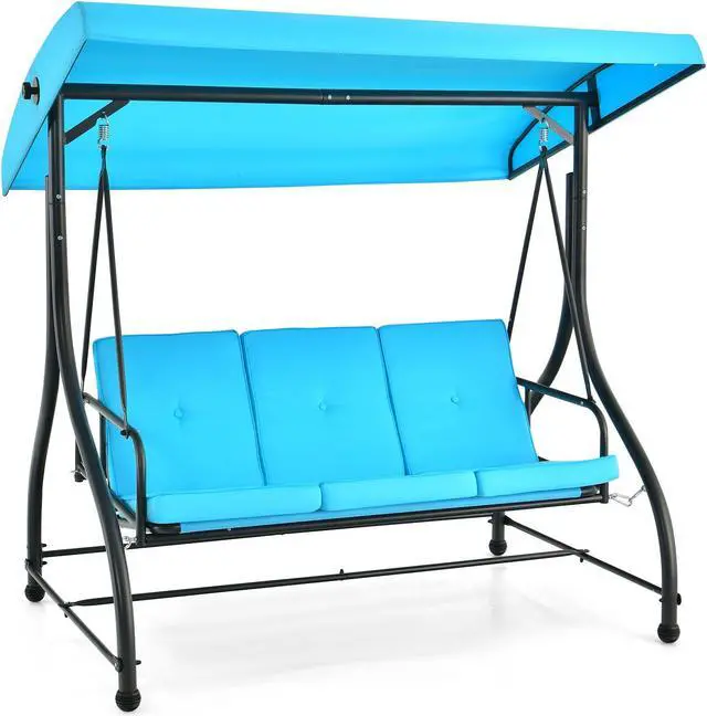 Alt view image 4 of 7 - SlickBlue 3 Seat Outdoor Porch Swing with Adjustable Canopy