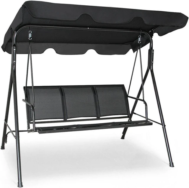 Main image of SlickBlue 3 Person Steel Frame Patio Swing with Polyester Angle and Adjustable Canopy