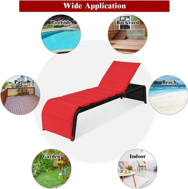 Alt view image 5 of 7 - SlickBlue Patio Rattan Lounge Chair Back Adjustable Chaise Recliner  with Cushioned