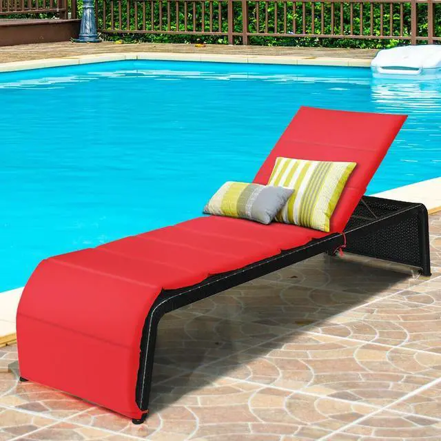 Alt view image 2 of 7 - SlickBlue Patio Rattan Lounge Chair Back Adjustable Chaise Recliner  with Cushioned