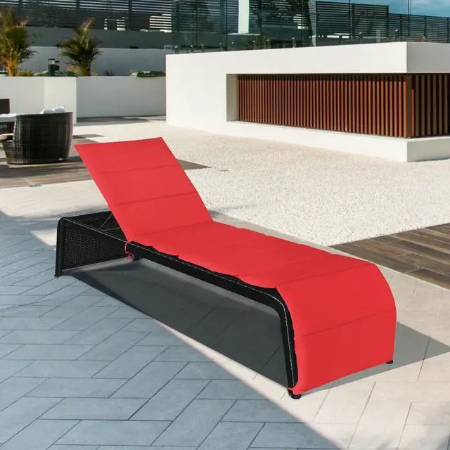 Alt view image 3 of 7 - SlickBlue Patio Rattan Lounge Chair Back Adjustable Chaise Recliner  with Cushioned