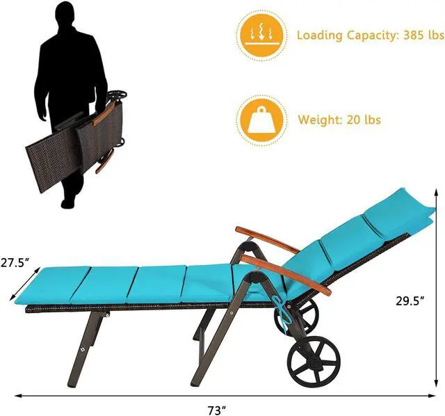 Alt view image 2 of 7 - SlickBlue Outdoor Chaise Lounge Chair Rattan Lounger Recliner Chair