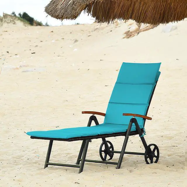 Alt view image 7 of 7 - SlickBlue Outdoor Chaise Lounge Chair Rattan Lounger Recliner Chair