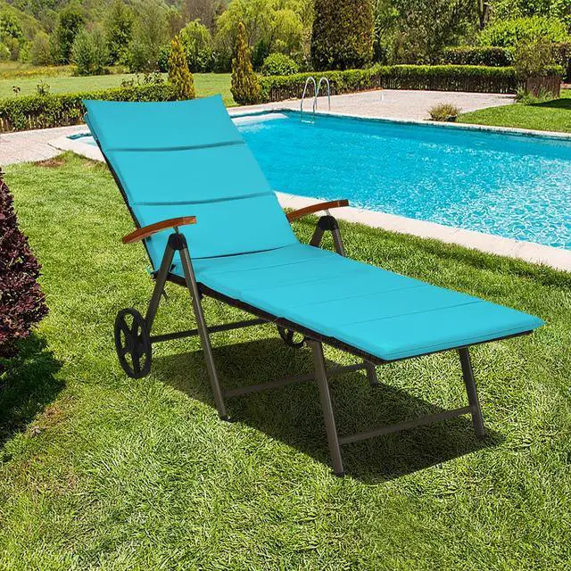 Alt view image 4 of 7 - SlickBlue Outdoor Chaise Lounge Chair Rattan Lounger Recliner Chair