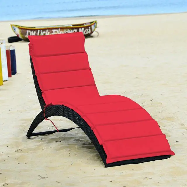 Alt view image 2 of 7 - SlickBlue Folding Patio Rattan Lounge Cushioned Portable Chair