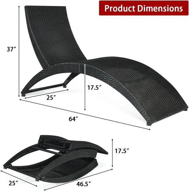 Alt view image 5 of 7 - SlickBlue Folding Patio Rattan Lounge Cushioned Portable Chair