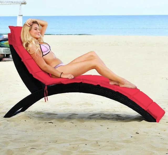 Alt view image 6 of 7 - SlickBlue Folding Patio Rattan Lounge Cushioned Portable Chair