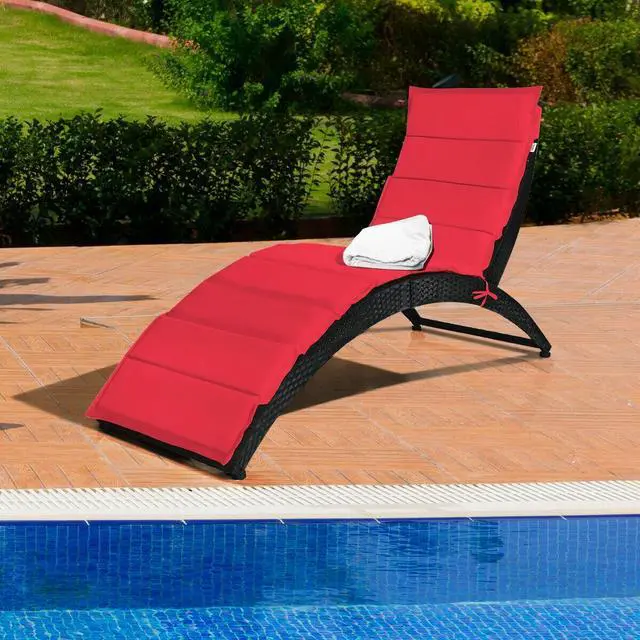 Alt view image 3 of 7 - SlickBlue Folding Patio Rattan Lounge Cushioned Portable Chair
