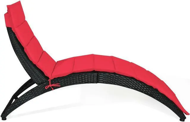 Alt view image 7 of 7 - SlickBlue Folding Patio Rattan Lounge Cushioned Portable Chair