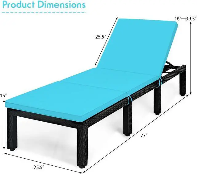 Alt view image 5 of 7 - SlickBlue Patio Rattan Cushioned Height Adjustable Lounge Chair