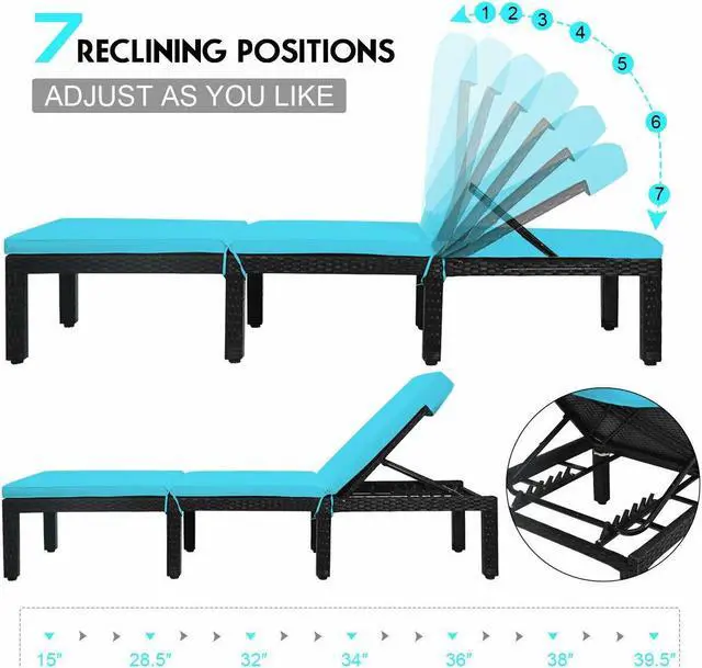 Alt view image 6 of 7 - SlickBlue Patio Rattan Cushioned Height Adjustable Lounge Chair