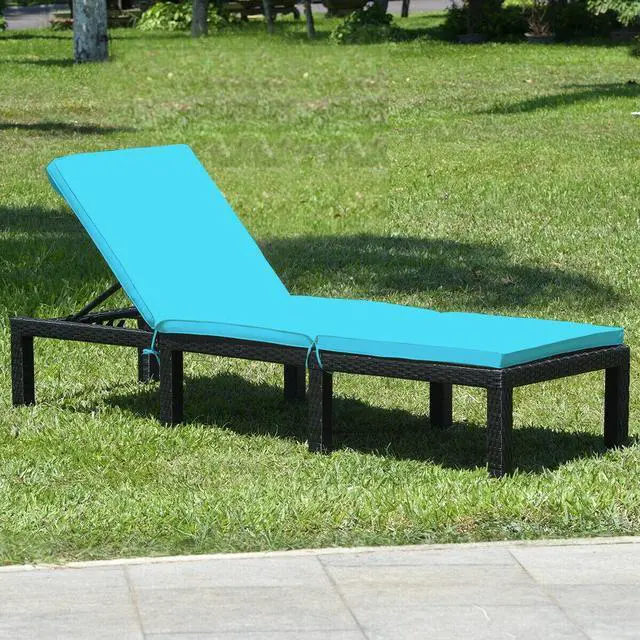 Alt view image 7 of 7 - SlickBlue Patio Rattan Cushioned Height Adjustable Lounge Chair