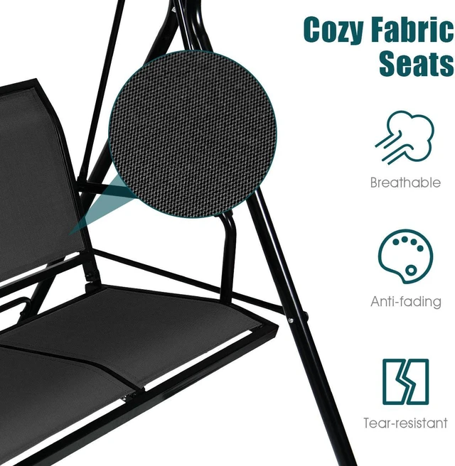 Alt view image 5 of 7 - SlickBlue 3 Person Steel Frame Patio Swing with Polyester Angle and Adjustable Canopy