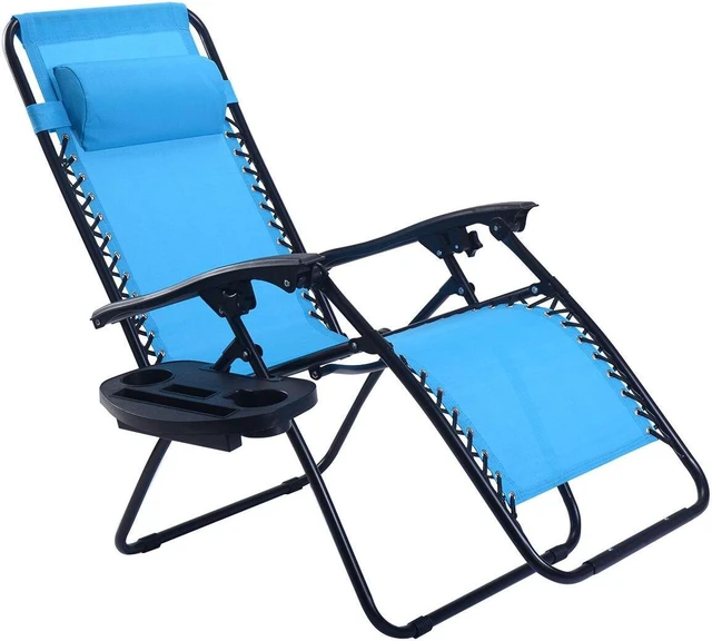 Alt view image 3 of 7 - SlickBlue 2 Pieces Folding Lounge Chair with Zero Gravity